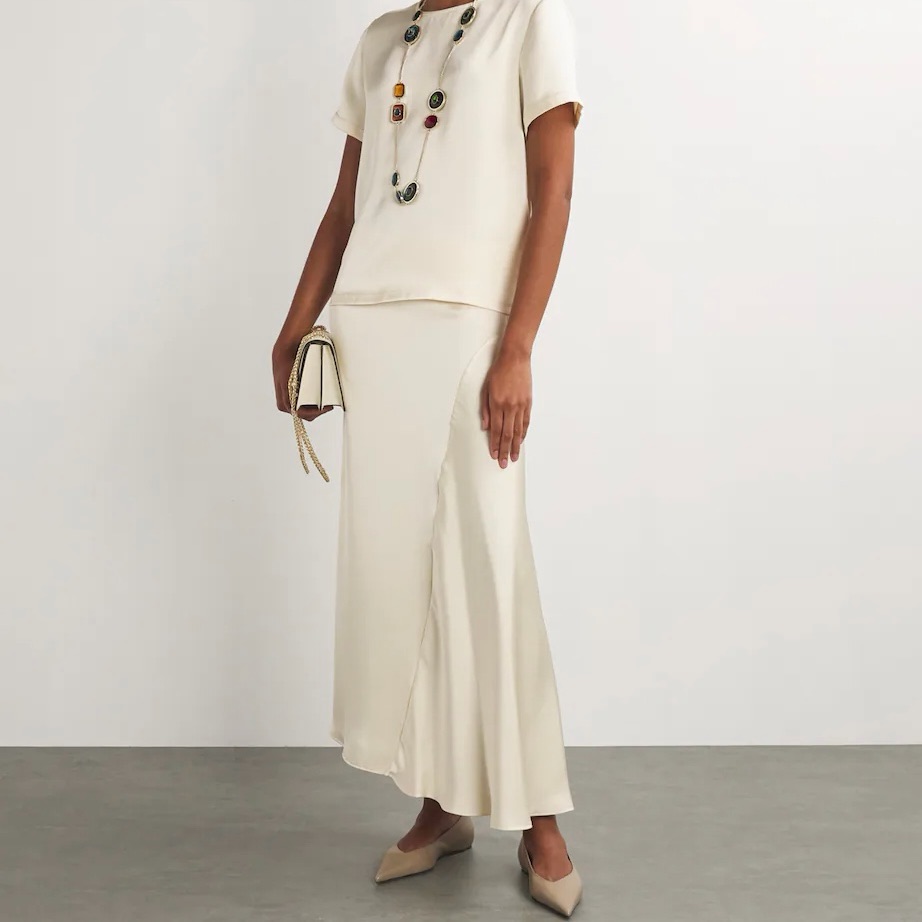 Nwt Weekend Max Mara Aia Asymmetrical Satin Midi Skirt
